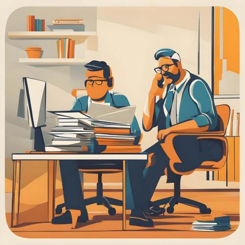 Empleados agobiados y tristes Empleados agobiados y tristes