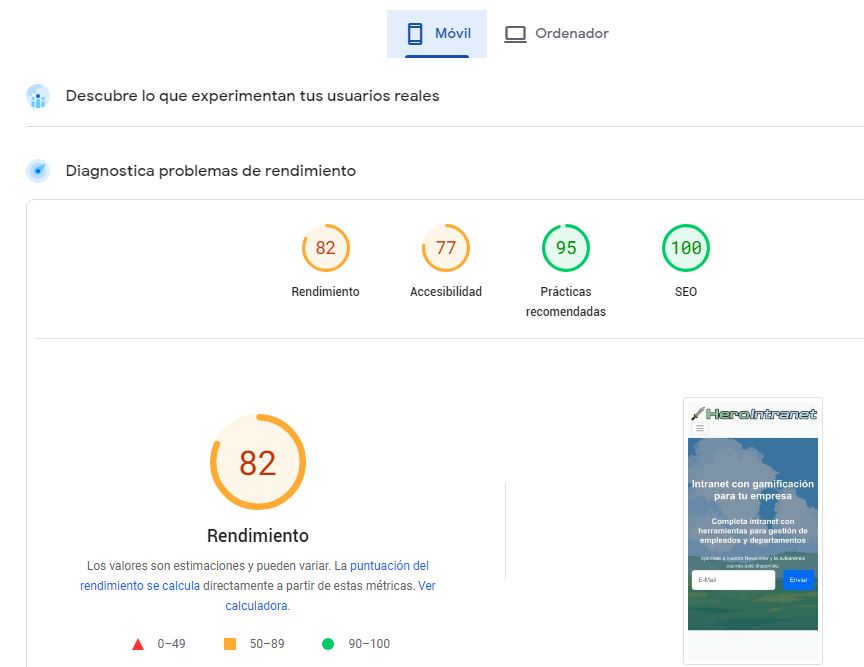PageSpeed PC 01/11/2023